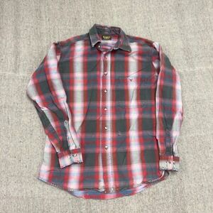 Vintage Oshkosh Flannel Shirt Mens Large‎ Red 1990s Plaid Distressed